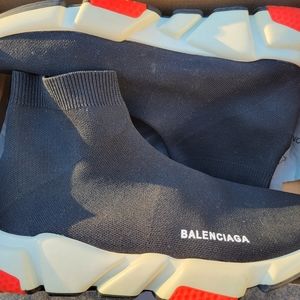 BALENCIAGA Speed Trainer Sock Sneakers Black Red White Men’s Size 11
